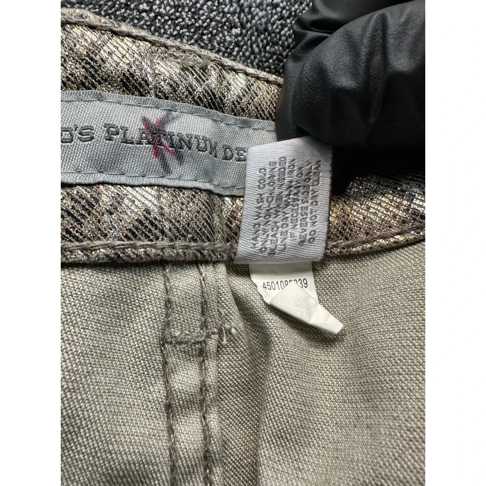 Chicos Platinum Metallic Snakeskin Print Slim Jeans Gold Bronze Size 2.5 - 14